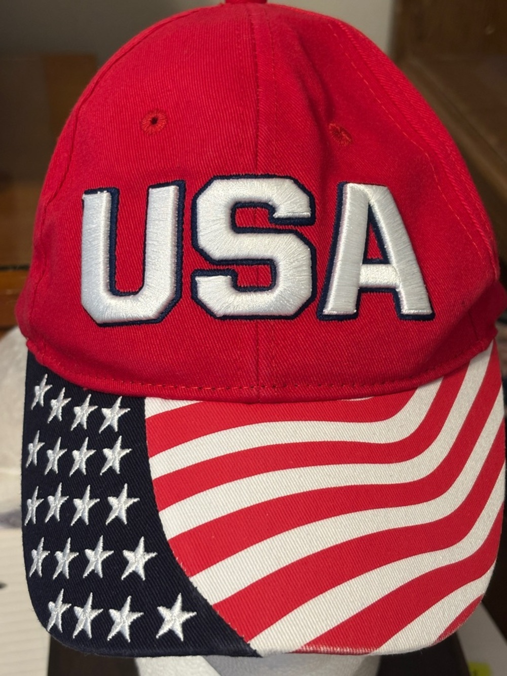 USA Patriotic Embroidered Baseball Cap Red White Blue OS